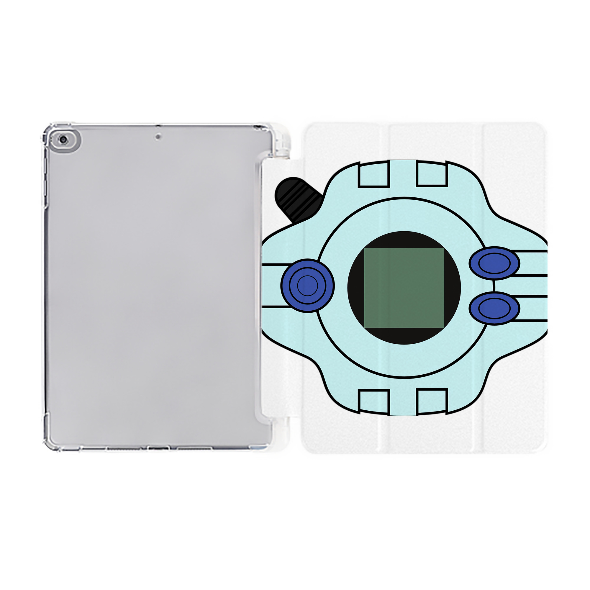 （画像用） Digimon デジタルモンスター/デジモン IPad ケース ペン収納付き 三つ折りスタンド PUレザー×シリコン 対応機種9.5/10.5/10.9インチ